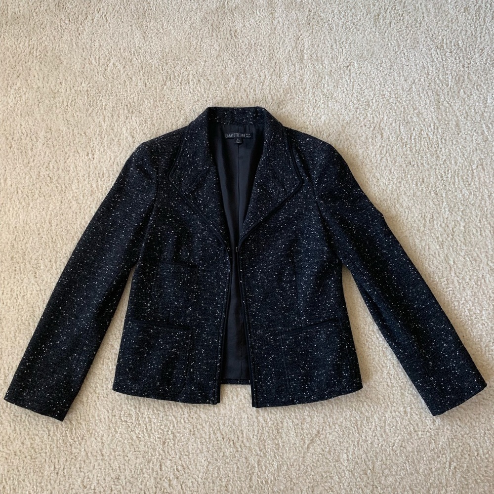 NWOT Lafayette 148 Open Front Speckled Wool Blazer